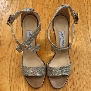 Jimmy Choo Women’s Gold Glitter Wedges
